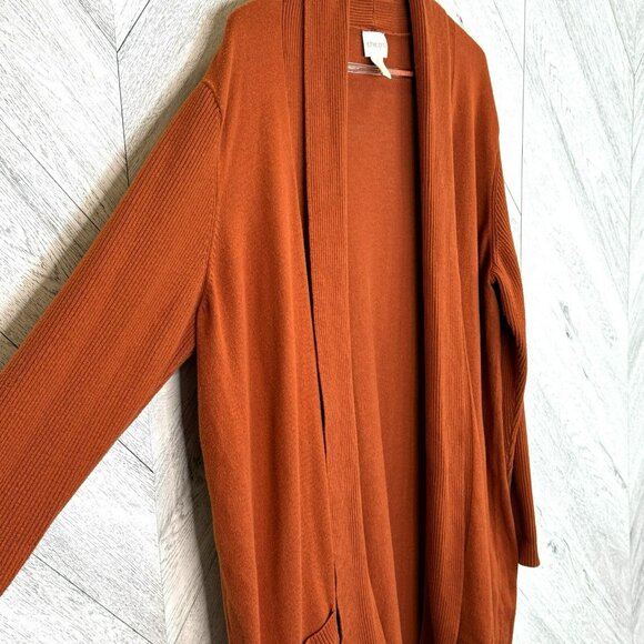 Chicos Cardigan Sweater Womens Size 3 US Large Knit Open Front Burnt Orange - Picture 3 of 5
